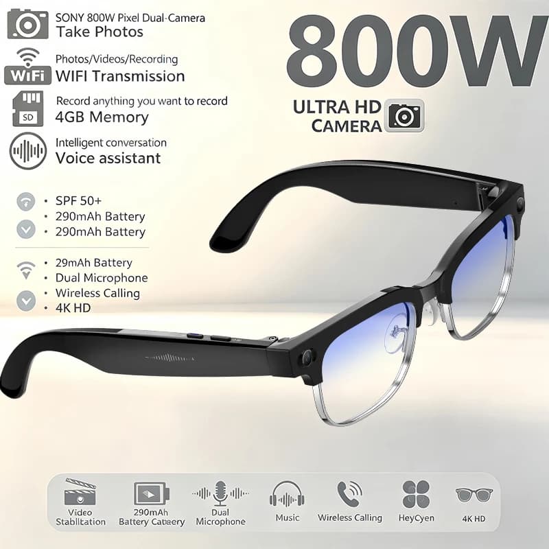 2026 New Upgrade smart glasees With Camera Video Recording AI Photo Recognition Bluetooth Call Translation Voice Sunglasses Man