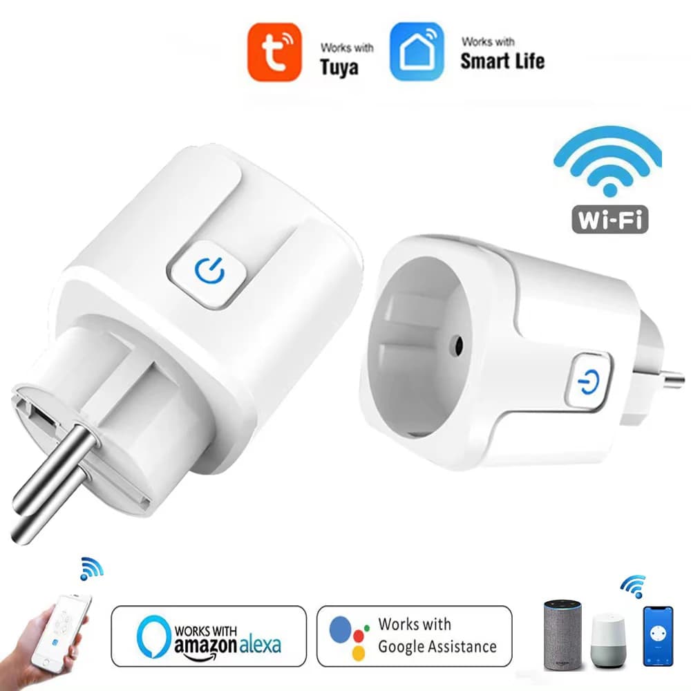 Presa Intelligente WiFi EU 16A/20A con Monitoraggio Consumi e Funzione Timer, Controllo tramite App Tuya Smart Life, Compatibile con Alexa e Google Home
