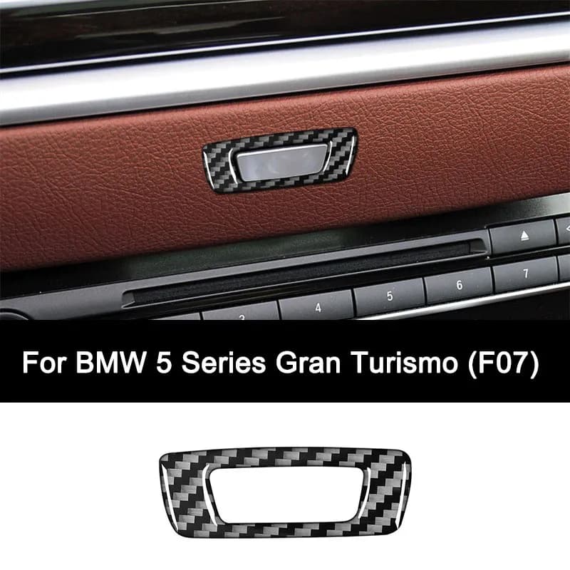 Per BMW Serie 5 GT F07 (2010-2017 MY), adesivo per telaio pulsante CD di controllo centrale per auto in fibra di carbonio, accessori interni per auto