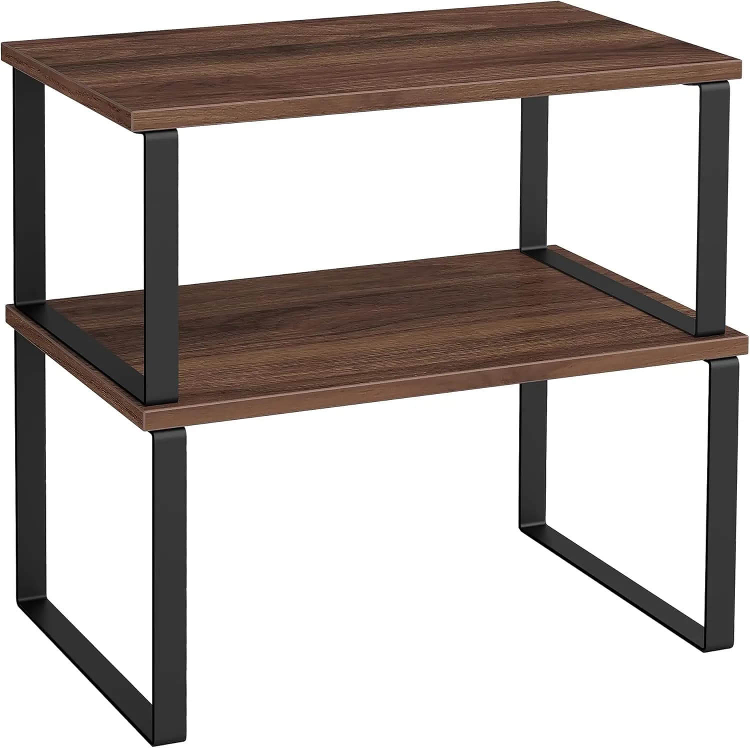 Set di 2 Mensole da Cucina Impilabili, Porta Spezie Regolabile con Design in Metallo e Legno per Organizzazione e Stoccaggio