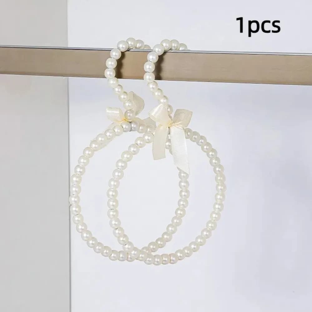 Appendiabiti decorativo con fiocco in rilievo con perle finte, salvaspazio, forma rotonda, appendiabiti, borsa in tinta unita, cinture, casa