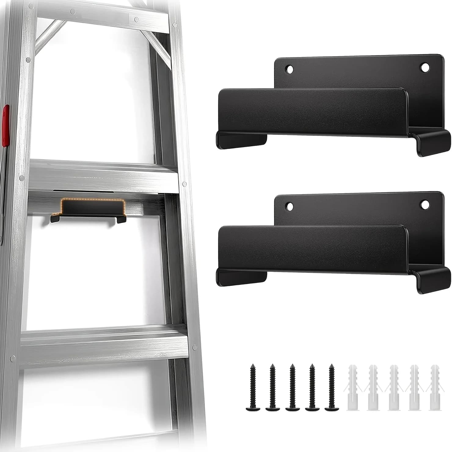 Garage Wall Ladder Hook, Heavy Duty Wall Mount Storage Rack for Step & Extension Ladders, Chairs & Patio Furniture,Organizer