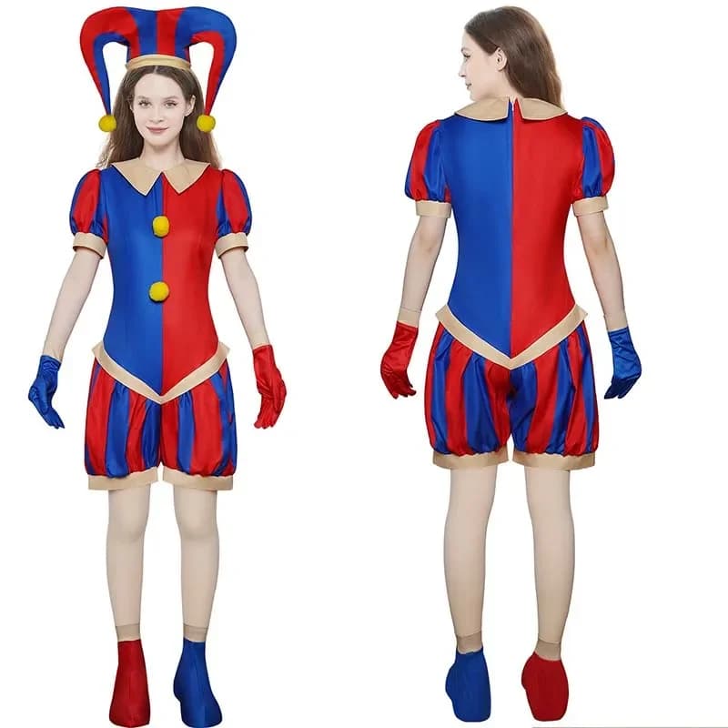 2026Circus Pomni Cosplay Costume with Hat Gloves Halloween Costumes Carnival Outfits