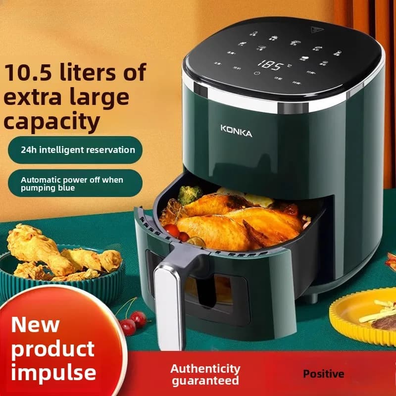 Air fryer, intelligent multifunctional electric fryer for home use with visual touch screen, all-in-one oil-free oven machine