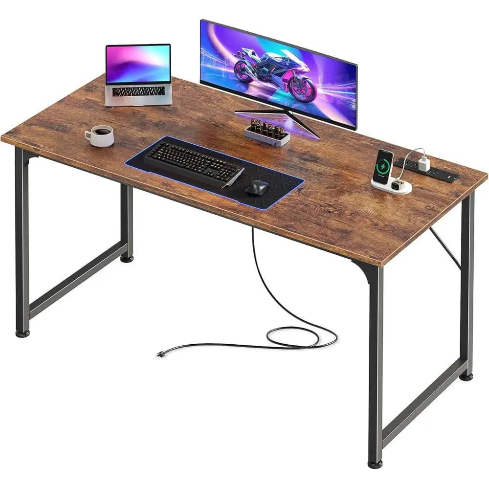 Scrivania per Computer da 47 x 20 Pollici con Prese di Corrente e Porta USB-C, Scrivania da Gaming Grande, per Ufficio, Studio, Camera da Letto, Lavoro