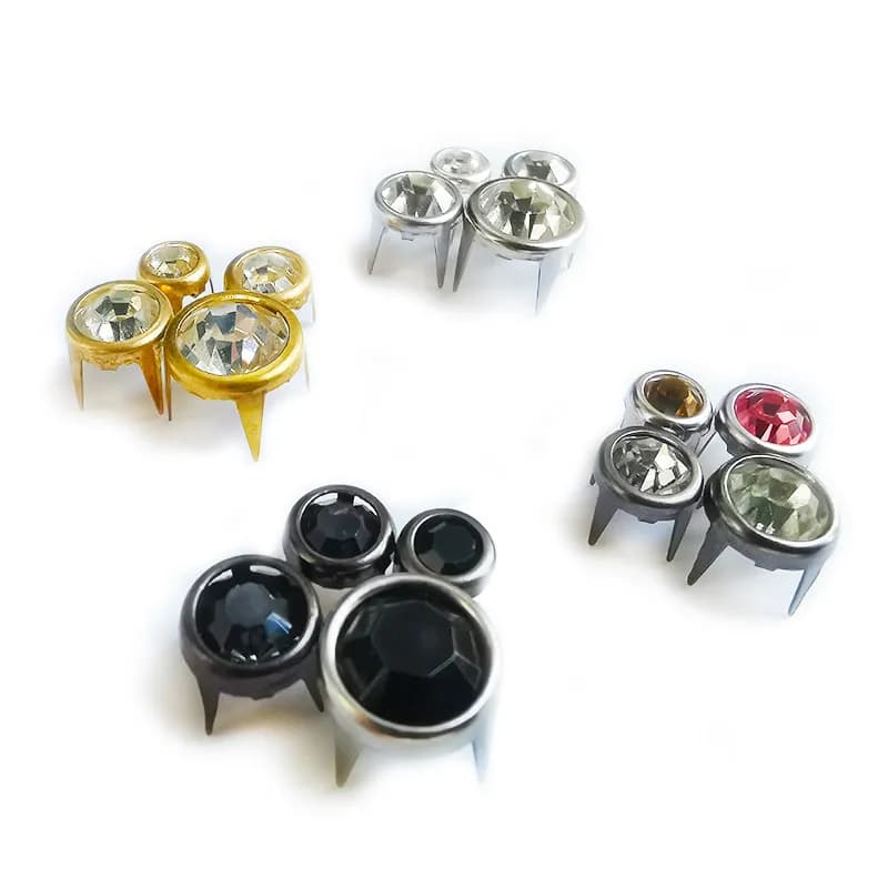 5-8mm Rivet Clawed Crystal Studs Nailheads Spike Round Inlay Garment Bags Shoes DIY Leather Craft Accessories