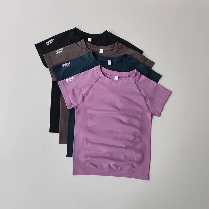 Women's yoga suits Short sleeve top Collant T-shirt breathable quick-drying elasticated t-shirt Professional fitness round collar for pilates