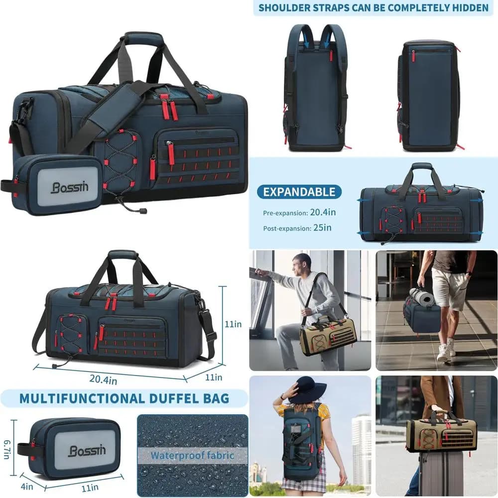 Borsa da palestra sportiva da viaggio unisex da 45 litri con scomparto per scarpe - Blu