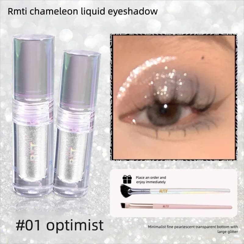 Luo Xiaoman Chameleon Liquid Highlighter - Ombretto per occhi perlato, scintillante, illuminante, polarizzato, anti-sbavatura, con finiture finemente luccicanti