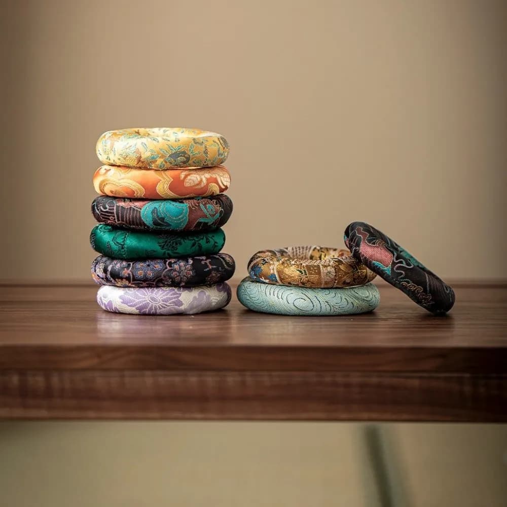Handcrafted Item Nepalese Singing Bowl Mat Cloth Round Donut Shape Mat Non Slip Traditional Drink Cup Mat Meditation