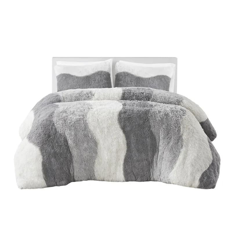 2 Piece Twin/Twin XL Ombre Shaggy Faux Fur Comforter Set