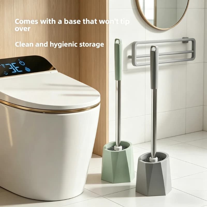Spazzola per WC con Manico Lungo e Supporto, Spazzola Antispruzzo in Plastica per Pulizia del Bagno, Accessori per il Bagno