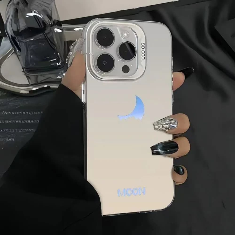 Cover posteriore per iPhone 17 16 15 14 13 12 11 Pro Xs Max Plus Air Mini XR X 17e 16e con stampa IMD motivo Sole Luna semplice