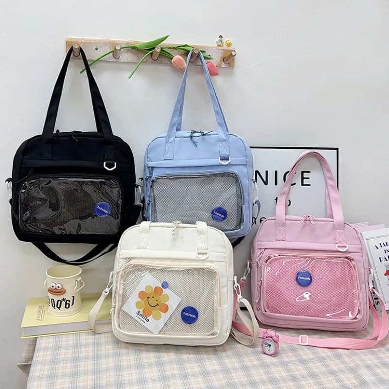 Nuova borsa da campus in nylon, borsa a tracolla per ragazze adolescenti, borsa a tracolla JK, borsa a forma di bambola in stile giapponese, borsa grande.