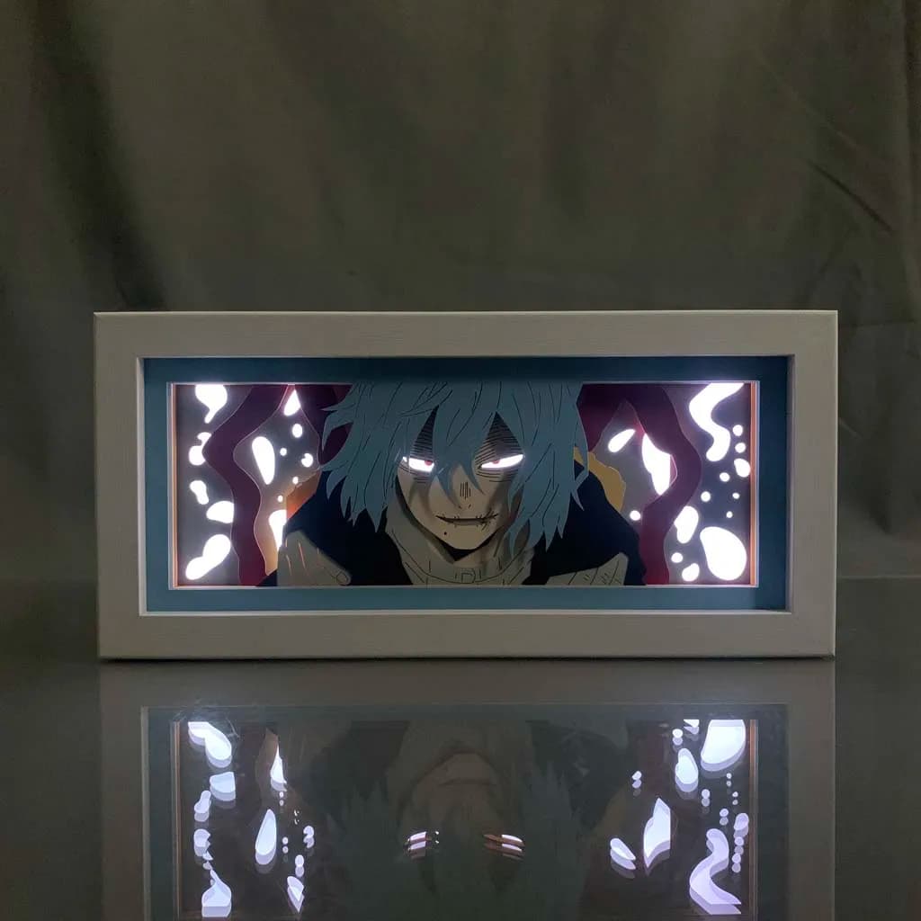 Lampada Notturna LED Manga My Hero Academia Shigaraki Tomura, Decorazione per Camera dei Bambini, Luce Notturna, Lampada da Scrivania, Scatola Luminosa Anime con Taglio di Carta
