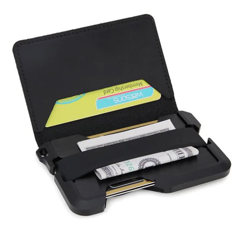 Portafoglio da uomo - Portafoglio da uomo sottile Portafogli bifold Porta carte di credito in alluminio Porta passaporto Portafoglio da uomo, fermasoldi con blocco RFID sottile