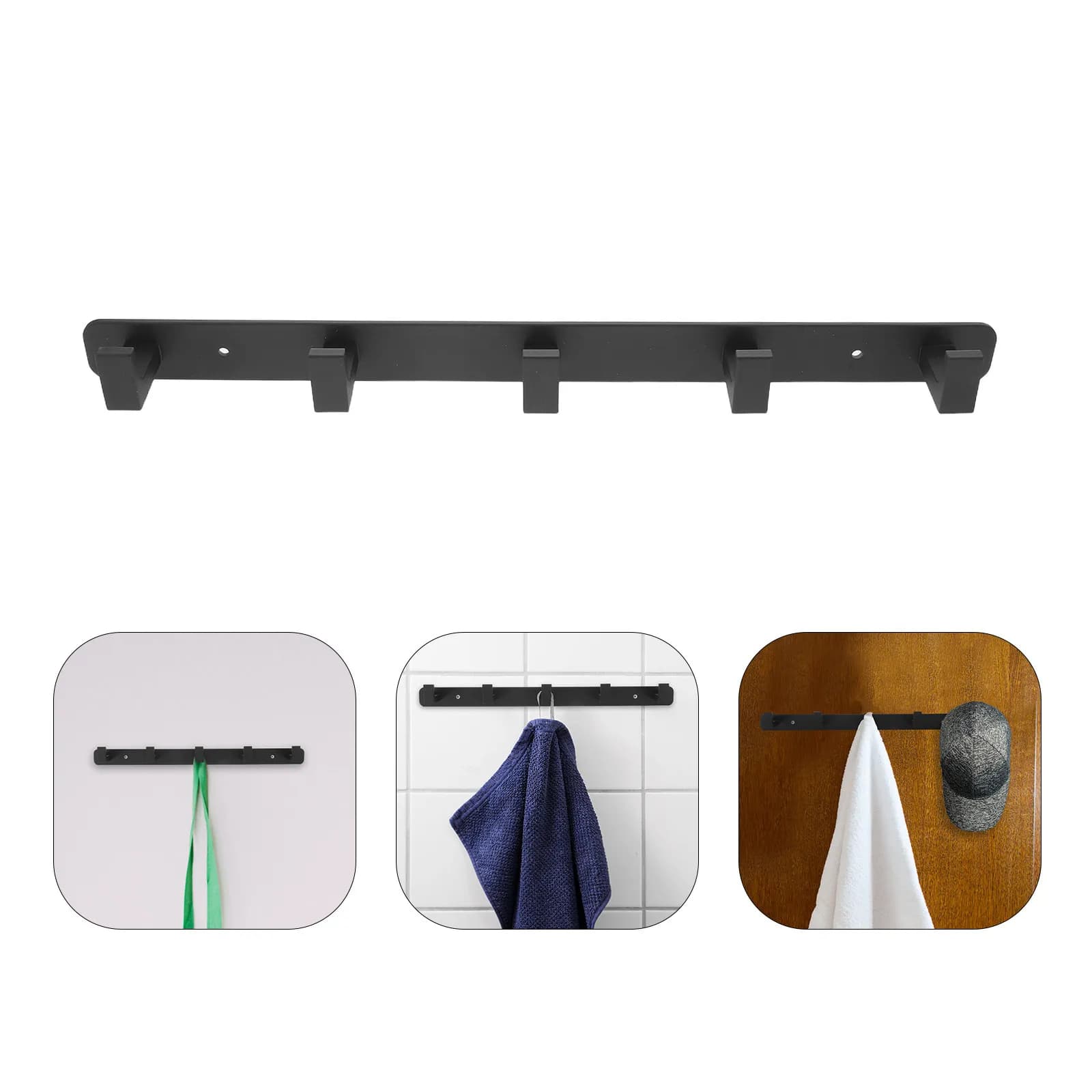 Bathrobe Wall Hook Black Stainless Steel Heavy Duty Coat Rack for Bathroom Shower Towel Hanging Hooks Key Backpack Holder No