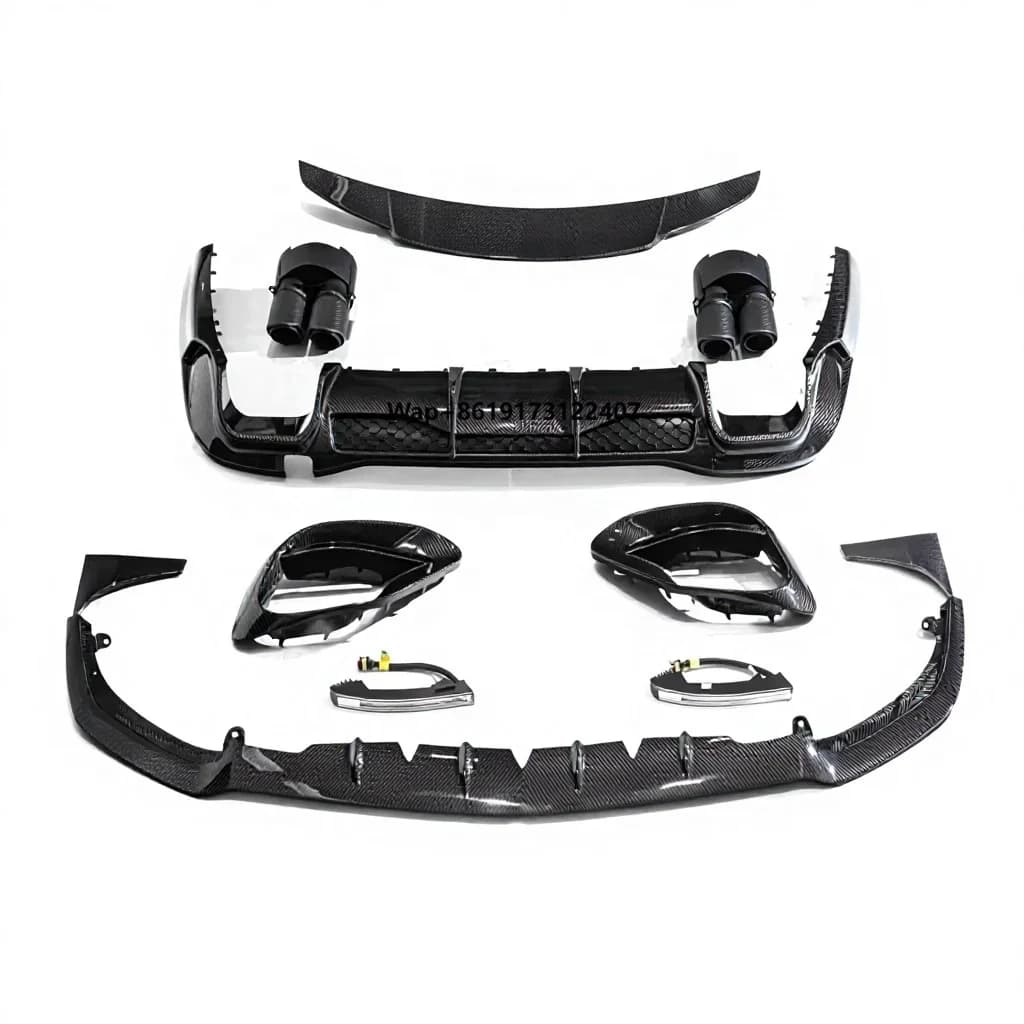 S-class W223 S63 B-style Bodykit for 2021-Dry Carbon Fiber Material S63 Front Lip Rear Diffuser Exhaust Tip Rear Wing