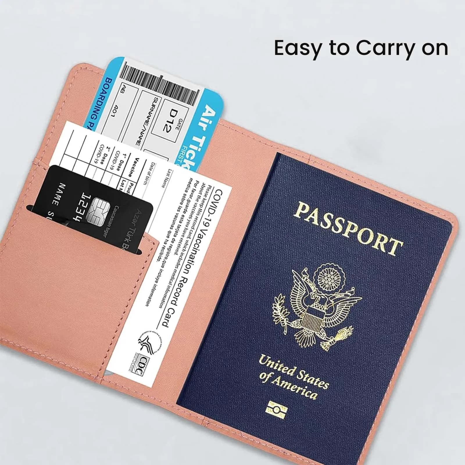 Portafoglio per Passaporto Pure Chic in Ecopelle, Leggero, Impermeabile, con Blocco RFID, Sottile, Porta Scheda Vaccinale, Essenziale per Viaggi