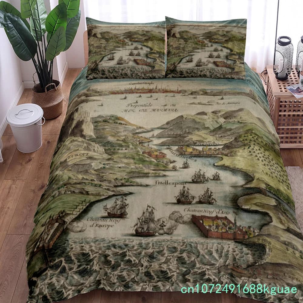 Vintage Constantinople Castle Duvet Cover Set King Queen Double Full Twin Single Bed Linen Set