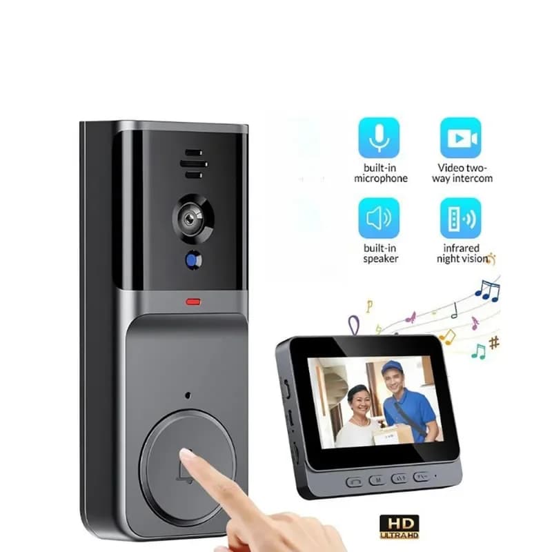 for Wireless Video Doorbell 4.3 Inch Display Screen Home Intelligent Two Way Intercom Video Surveillance Building Intercom