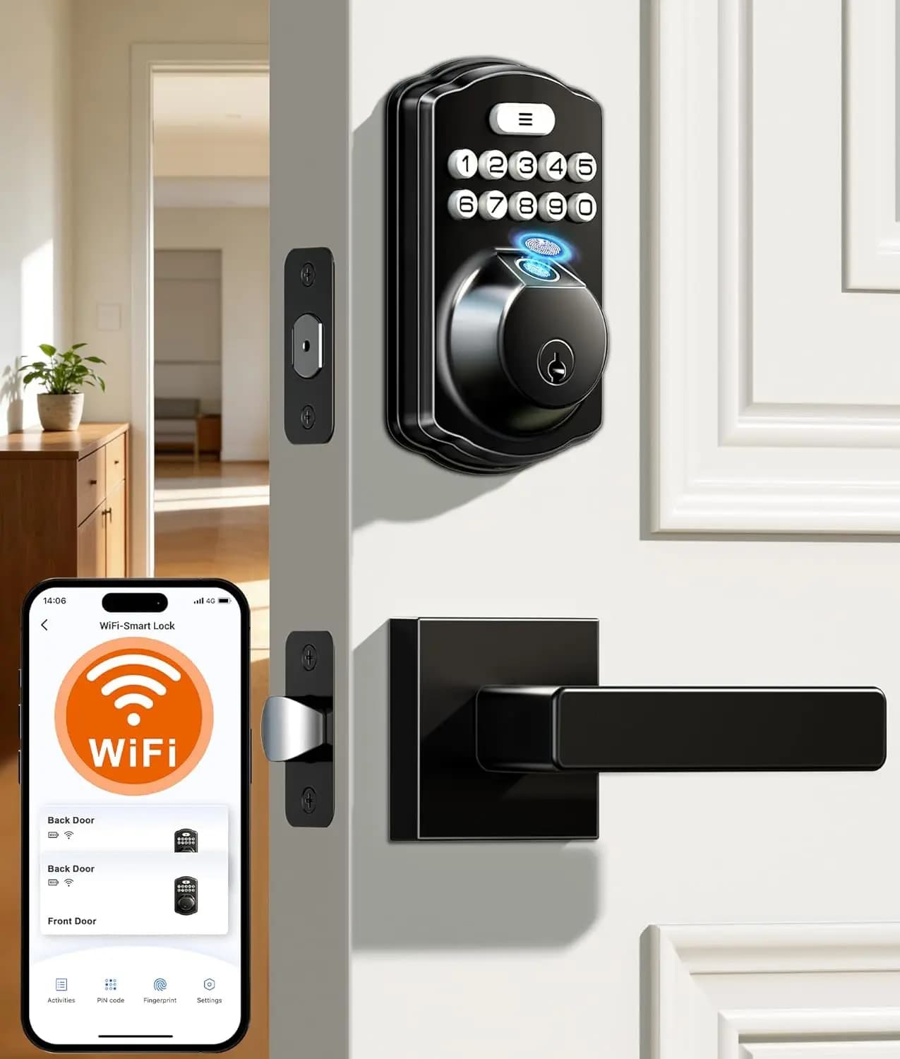 Serratura Intelligente Wi-Fi con Impronta Digitale, Controllo Vocale e Accesso Remoto tramite App per la Sicurezza della Porta d'Ingresso