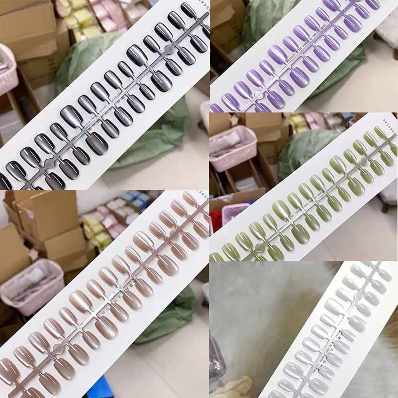 30 Pieces Nails Fins Pressure Effect Cat Eyes, Different Measures, Fin Nails Court, Full Cover, Nail Tips, Fashion Nail Decoration