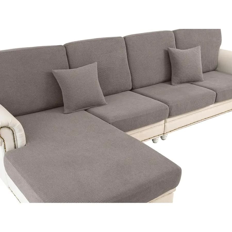 Copricuscini per Divano Componibile a L, Lavabili, Coperture Separate per Seduta e Chaise Longue, Elasticizzate con 2 Federe