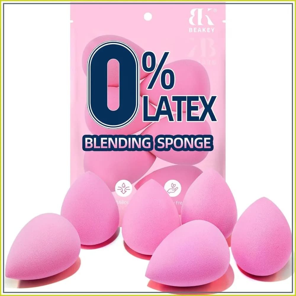Set di 6 Spugne per Trucco, Super Morbide Senza Lattice per Fondotinta Liquido, Crema e Polvere, Spugna Rosa per Sfumare