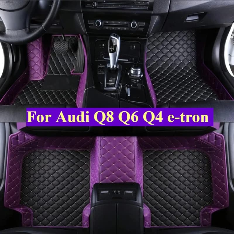 Tappetini Auto Personalizzati per Audi Q8 Q5 Q6 Q4 e-tron 2009-2026, Accessori Auto per Tutte le Stagioni, Tappeti in Pelle alla Moda