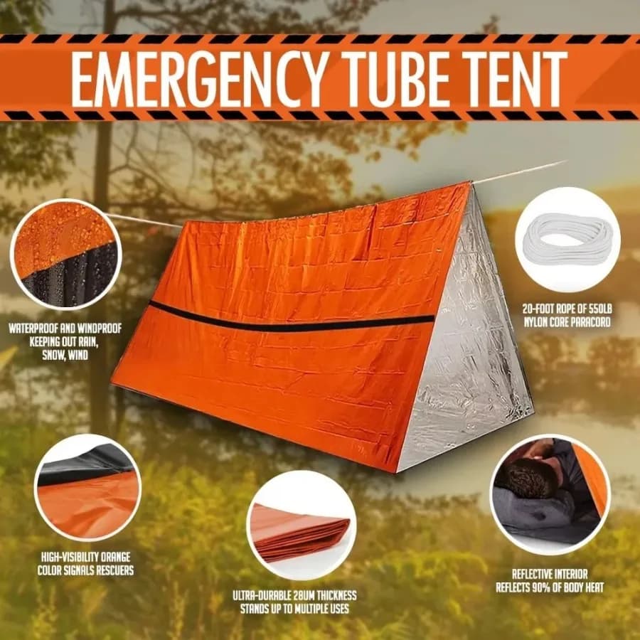 Sacco nanna di emergenza antipioggia 1PC - Kit tenda impermeabile, riparo di emergenza, coperta in mylar, adatto per campeggio, escursionismo