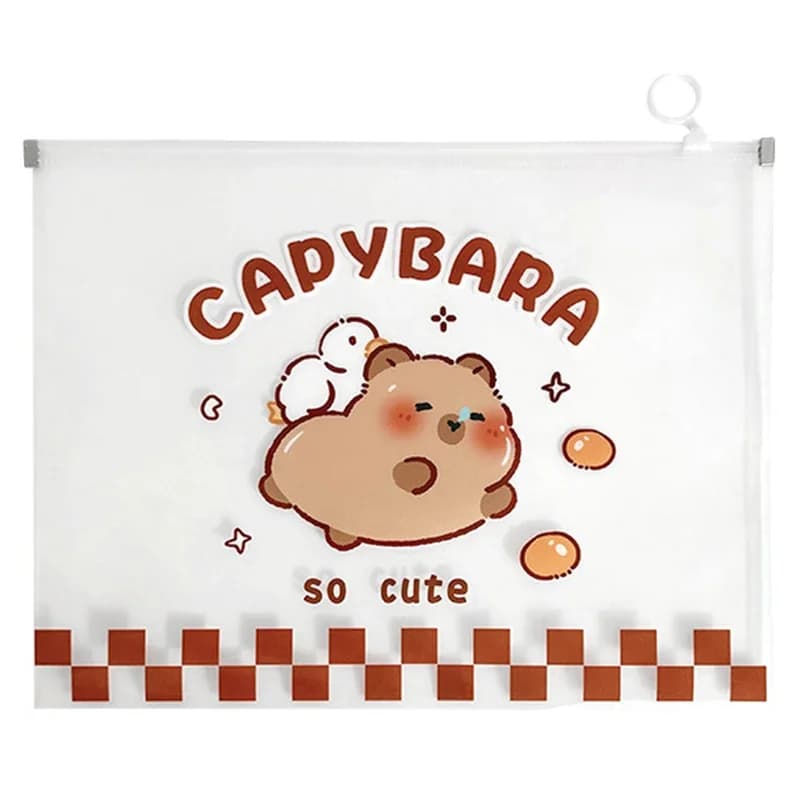 2025 Capybara A4 Size Document Folder File Zipper Bags Cartoon Plastic Document Bags Zipper Bag Ziplock Walle