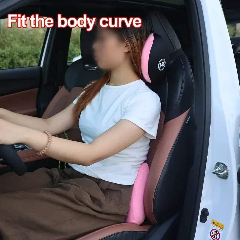 For Driving Comfort Car Back Neck Cushion Accessories Auto Memory Foam Seat Cushion Set Headrest & Lumbar Pillow Support