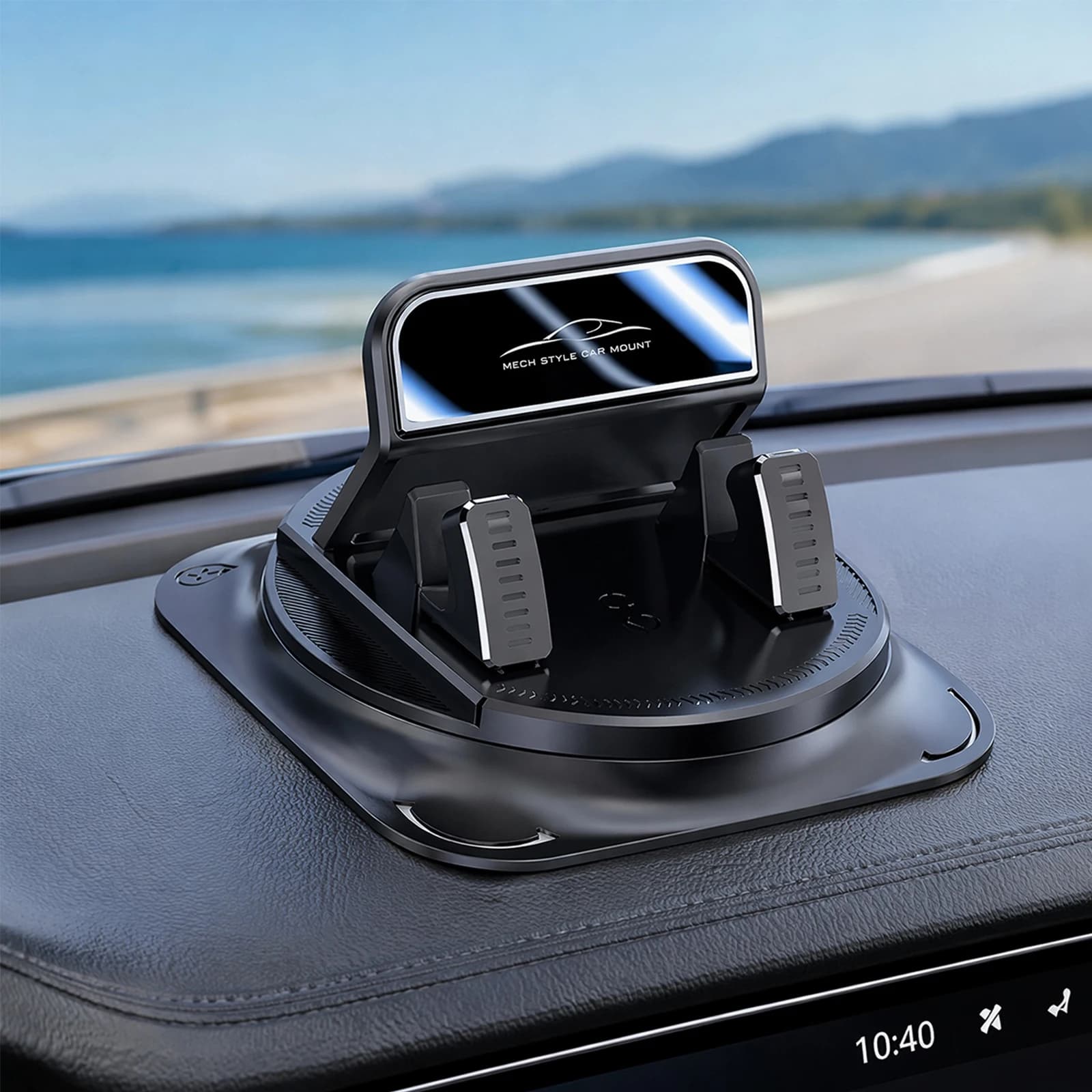 360 Degree Rotatable Car Phone Holder Navigation Stand Bracket Smartphone Holder Bracket for Center Console Dashboard Navigation