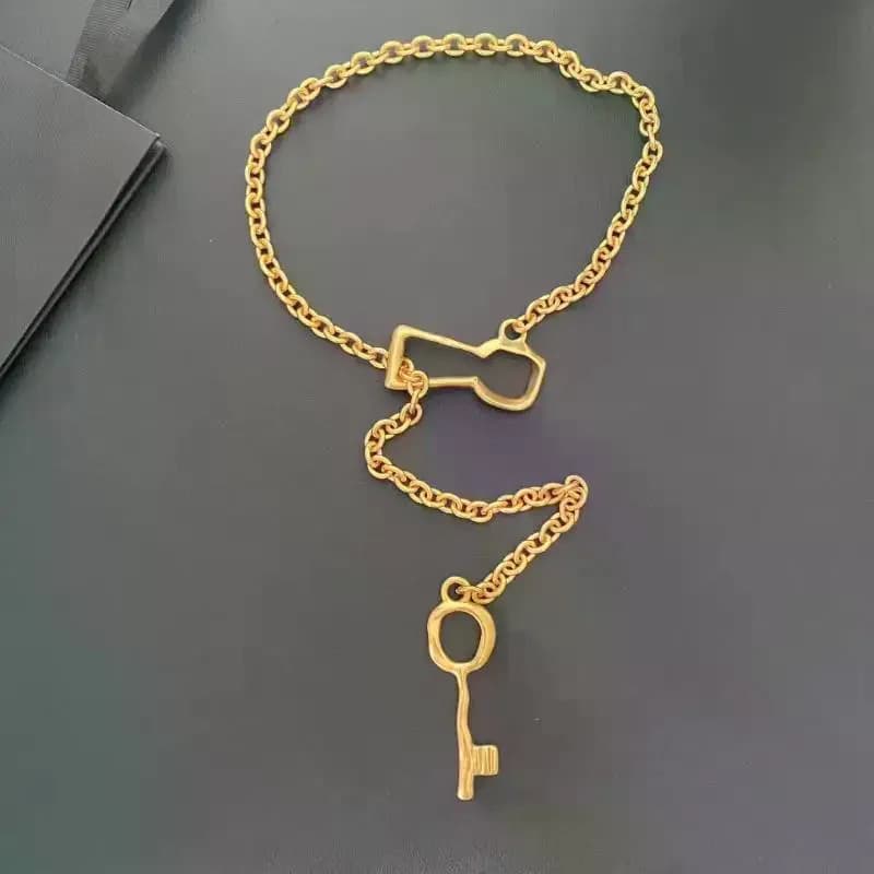 New Design Matte Thick Chain Key Pendant Necklace For Women Jewelry Gift Trend Fashion Long Necklace Accessories