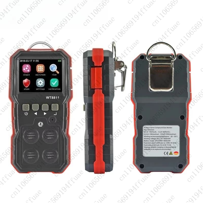 WT8811 Rilevatore di monossido di carbonio per gas 4 in 1 portatile digitale industriale Rilevatore di gas combustibile di ossigeno Tester H2S