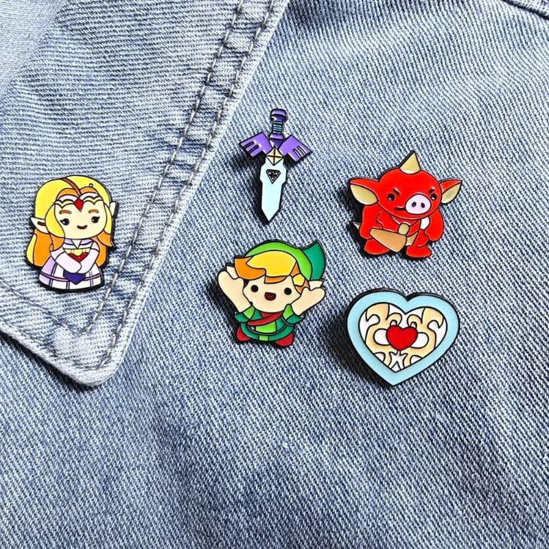 New 5pcs Cute Anime Figures Enamel Pins Set Cool Funny Cartoon Brooch Lapel Badge on Backpack Clothing Accessories birthday Gift