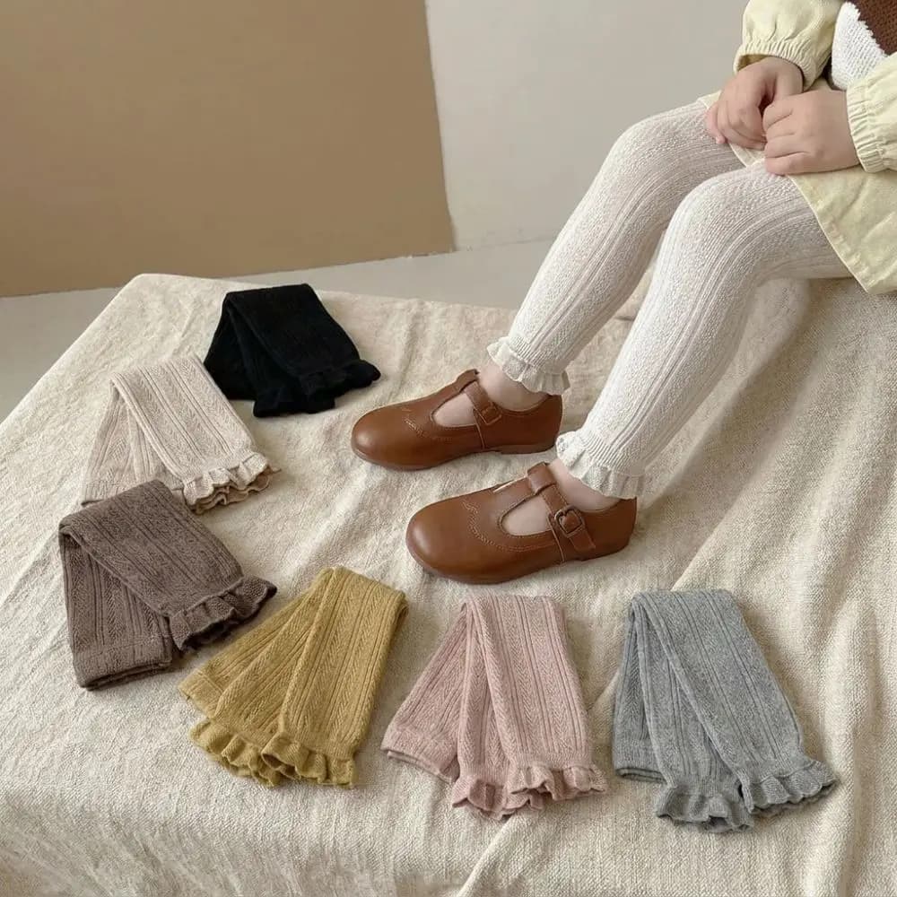 Fashion Soft Baby Legging Tight-fitting Cotton Toddler Pantyhose Warm Lotus Edge Newborn Long Pants Socks Girls 1-6 Years Old