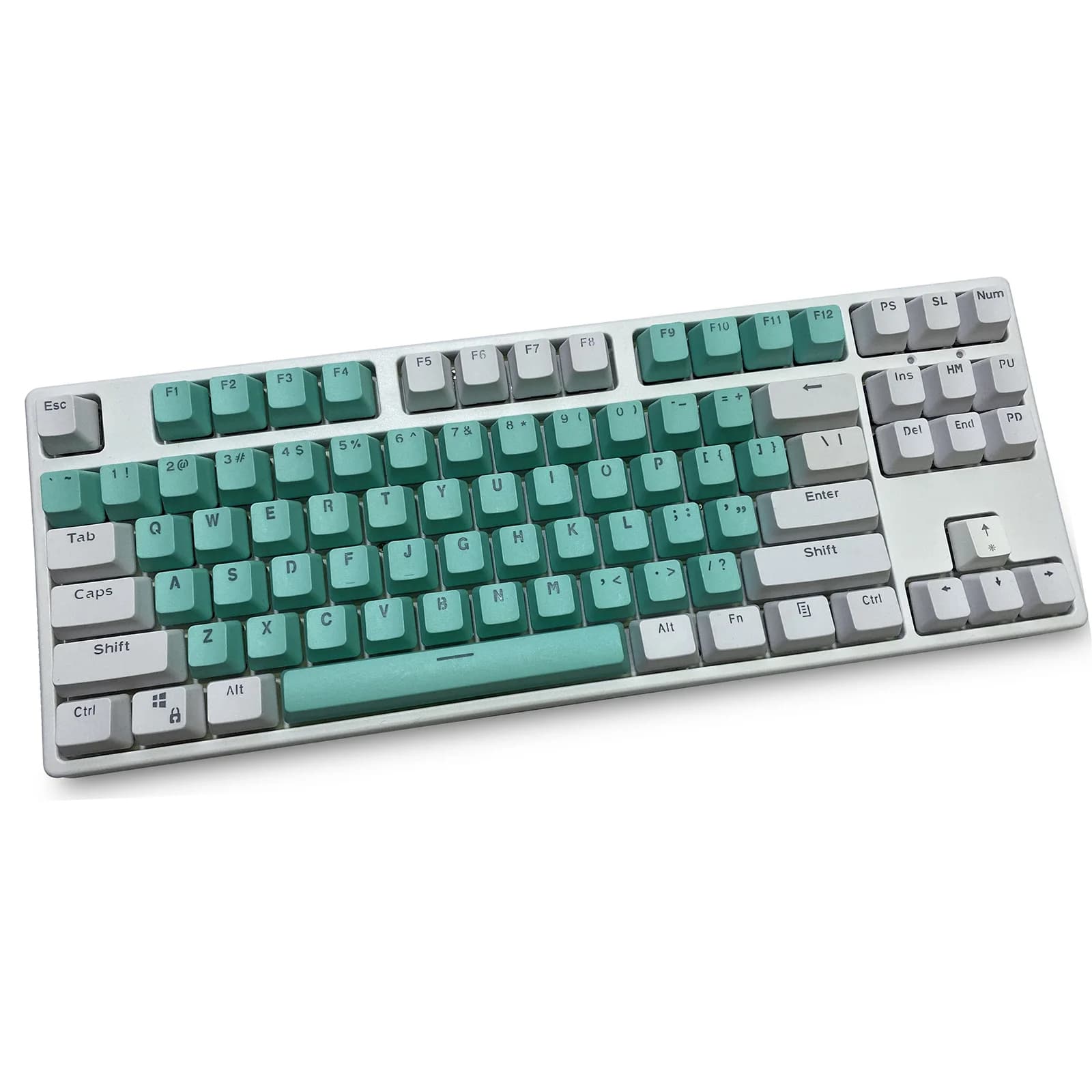 Copritasti PBT ciano bianco Profilo OEM Copritasti tastiera meccanica retroilluminati a doppio scatto per tastiera meccanica MX 61 87 104 tasti