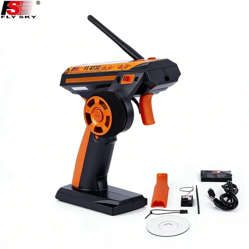 Flysky FS-GT3C - Versione Aggiornata di GT3B, Trasmettitore RC 2.4GHz con Ricevitore e Batteria LiPo per Modelli RC