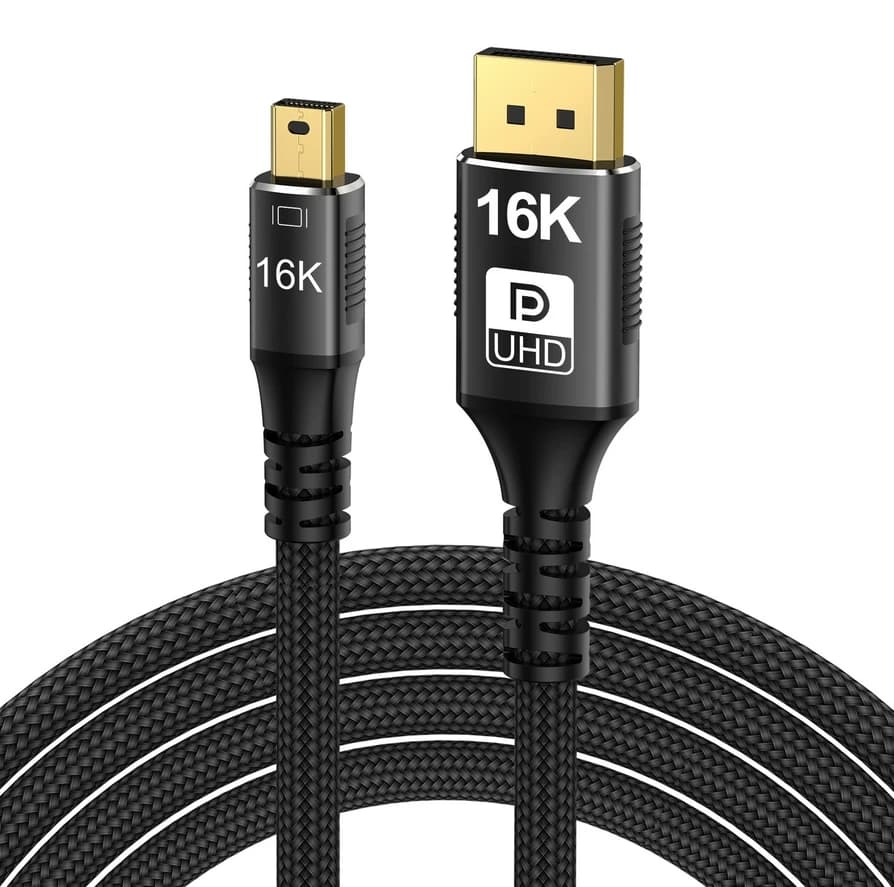 Cavo Mini DisplayPort a DisplayPort 16K, 8K 60Hz 4K@144Hz, Adattatore Bidirezionale DP 2.1 per Monitor da Gaming e Trasferimento Dati PC