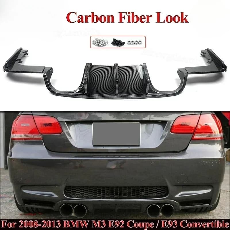for Car Styling Carbon Fiber Rear Bumper Lip Spoiler Diffuser for BMW E92 Coupe E93 Convertible M3 2008 - 2013