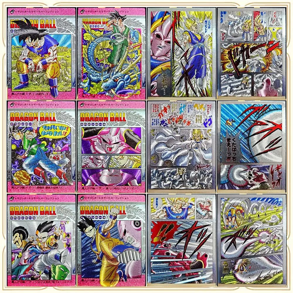 12PC Anime FAI DA TE ACG Premium Glitter Carta Da Collezione Regalo Di Compleanno Di Natale Gioco Da Tavolo Majin Bu Son Goku Bulma