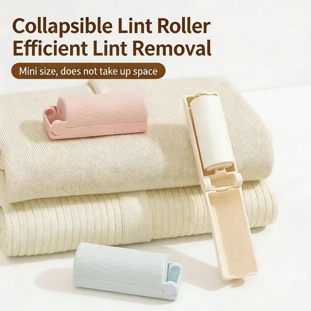 1pc Foldable Lint Roller - Super Portable Mini Sticky Lint Remover, Space-Saving Folding Design, Lightweight And Easy To Carry, Suitable For Travel, Office And Personal Use, Efficiently Removes Pet Hair, Fuzz And Dust From Clothes, Sofa And Bedding, No Ba