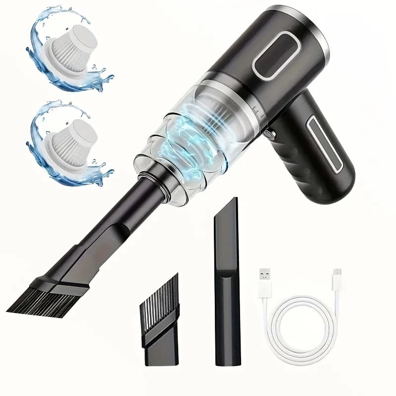 Mini aspirapolvere USB, potente aspirazione per auto/casa/ufficio. Portatile e wireless con accessori multipli. Ricarica USB veloce.
