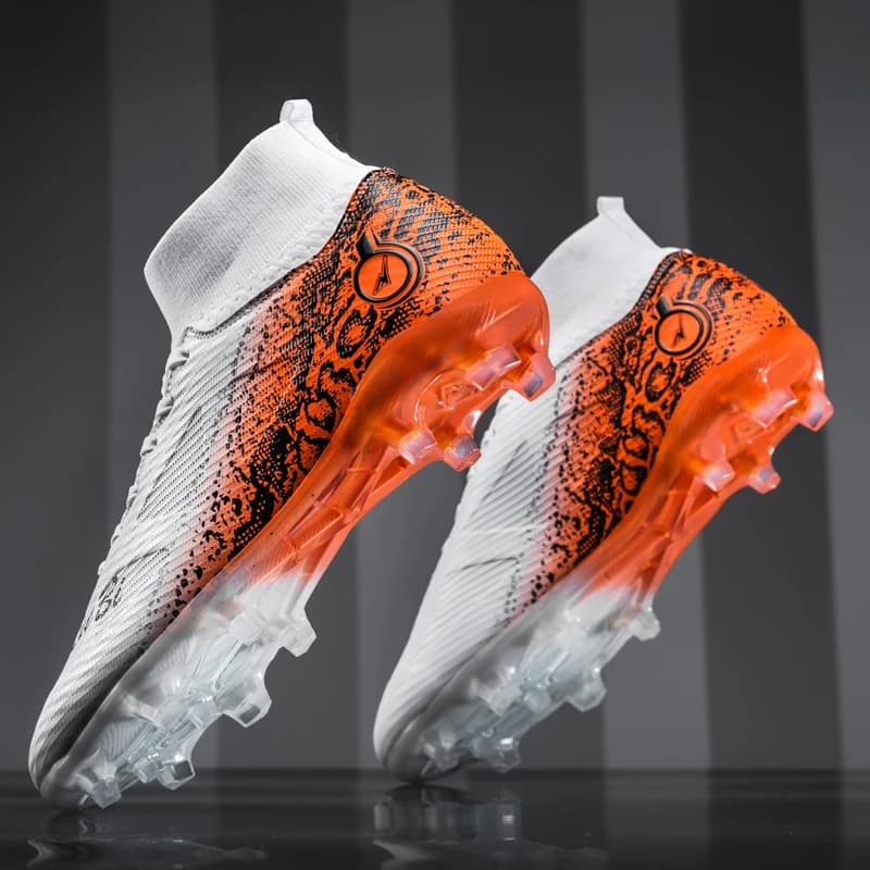 Fashion Two-tone Bottom Long Stud Soccer Boots, Durable Anti-slip Design. Flexible Upper And Stable Support For Teen