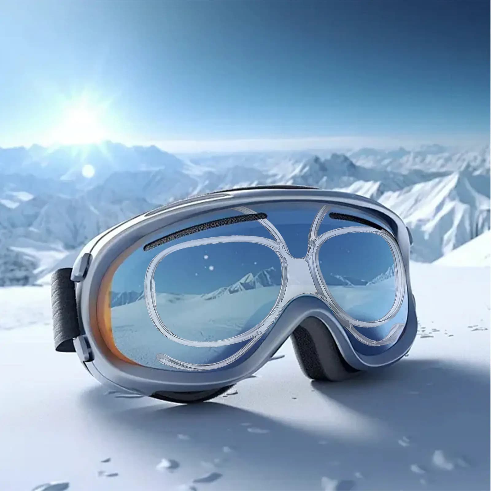 Adattatore per Occhiali da Sci, Moto, Militari per Miopi, Universale Regolabile, Montatura Trasparente Antiscivolo