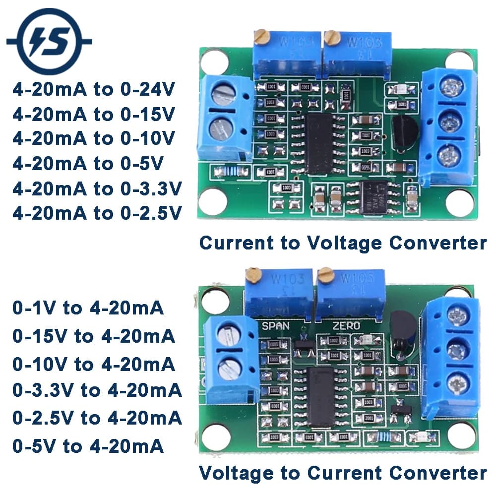 Modulo convertitore di tensione e corrente Indicatore LED non isolato DC 7-30V per controllo industriale 4-20mA 3.3V 5V 9V 12V 24V