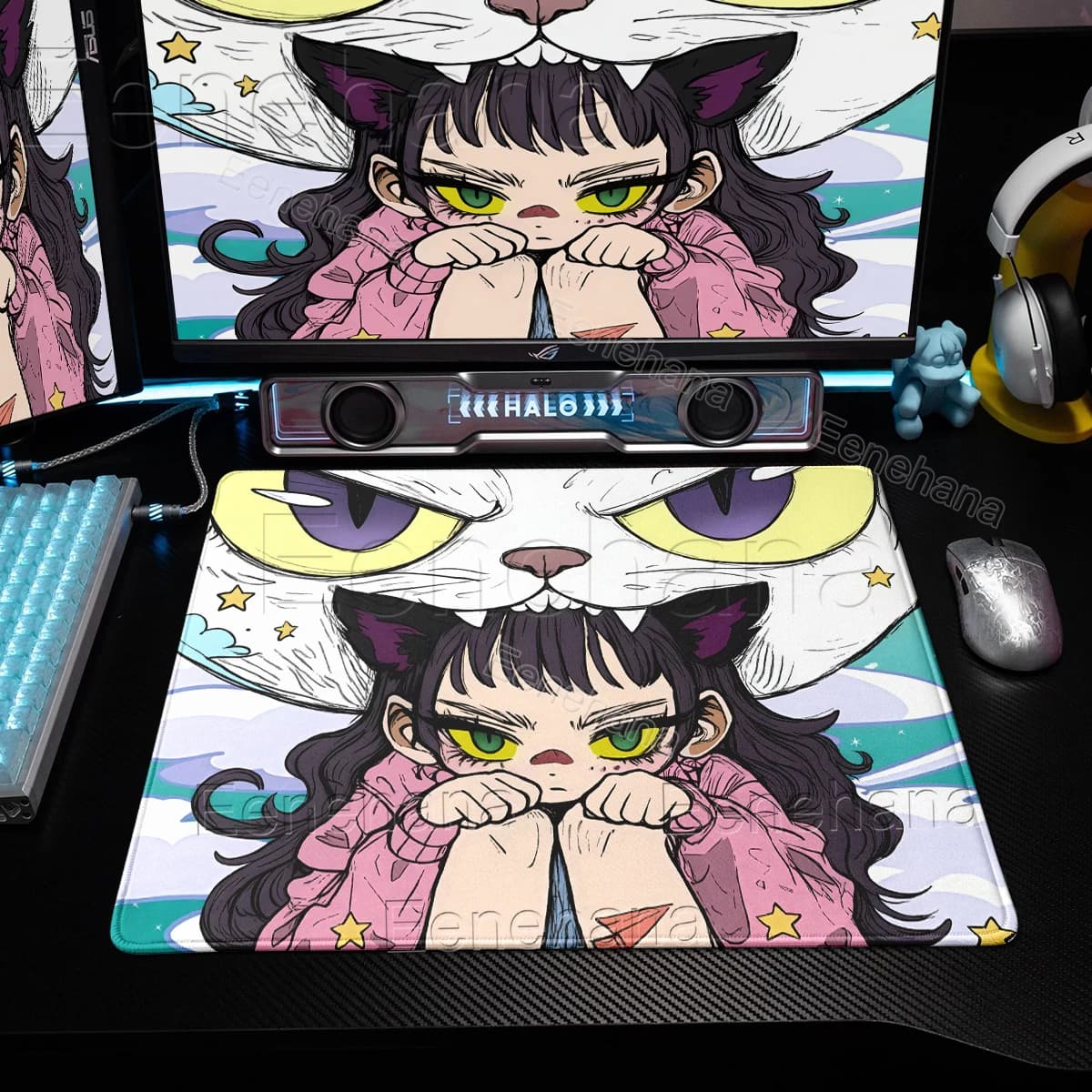 45x40cm Waterproof Mouse Pad Control Extended Pad Anime Girl Office Ultrafine Surface Mousepad Gaming PC Accessories Cat Deskmat