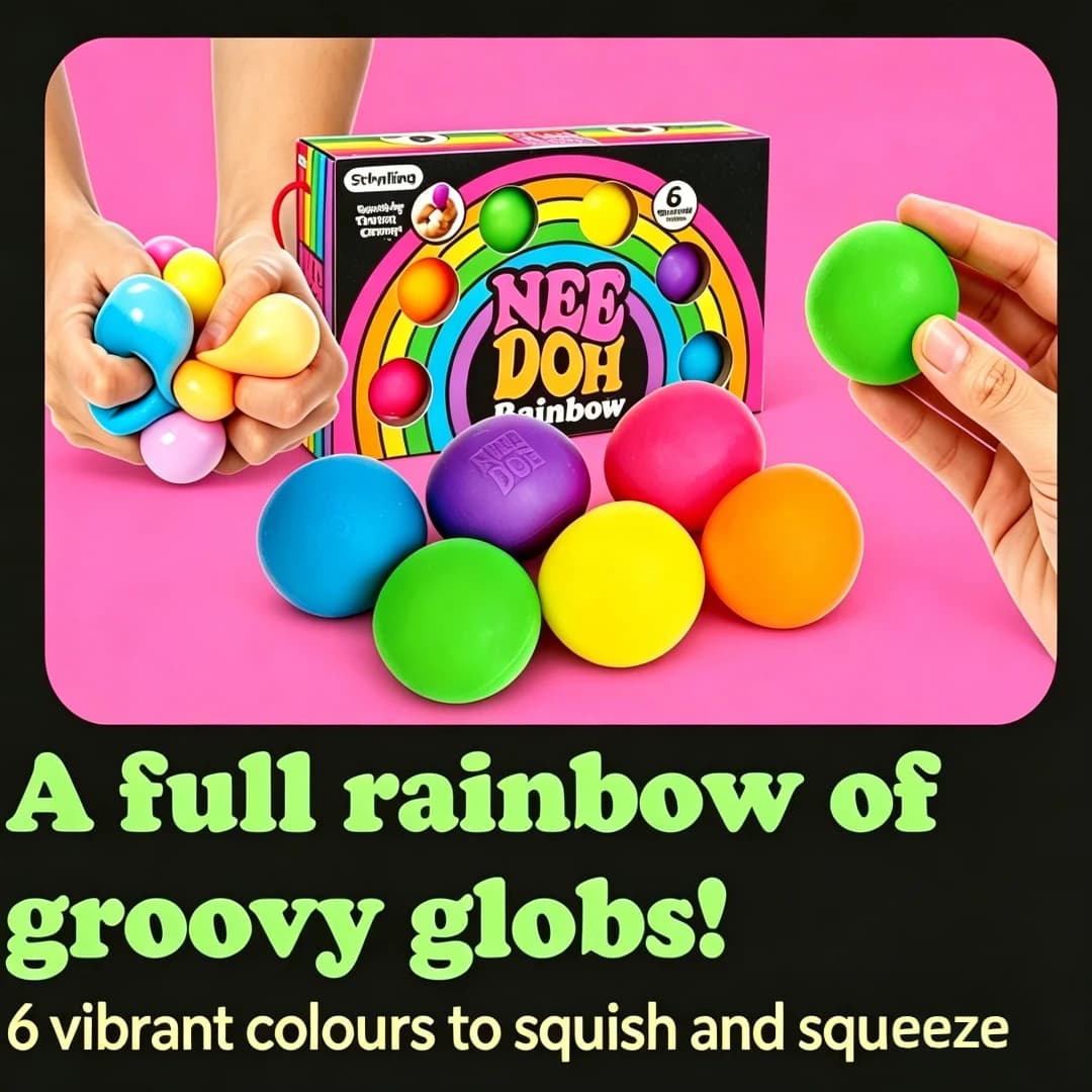 Nuovi Giocattoli Antistress Schylling Needoh Rainbow Teenie, Scatola Sorpresa con Palline Antistress, Giocattoli Sensoriali da Spremere, Regali per Feste